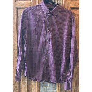 Untuckit Men's Andretti Plaid Navy/Red Button Front Shirt Size Large GUC